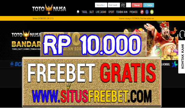 TotoNusa Freebet Gratis Tanpa Deposit Rp 10.000