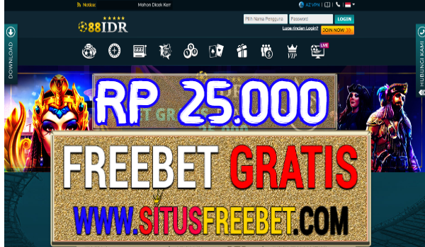 88IDR Freebet Gratis Tanpa Deposit RP 25.000