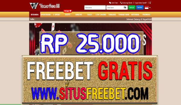 VegasHoki88 Freebet Gratis Tanpa Deposit Rp 25.000