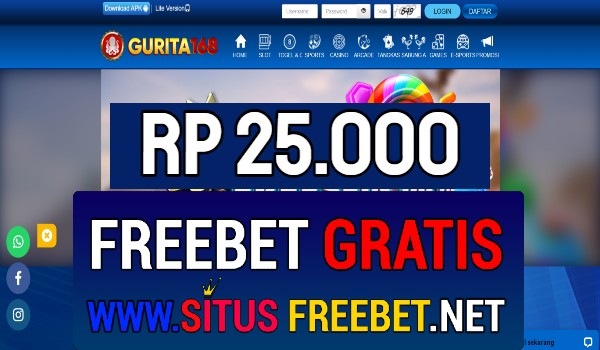 GURITA168 Freebet Gratis Rp 25.000 Tanpa Deposit