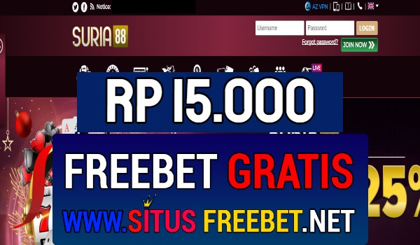 Suria88 Freebet Gratis Rp 15.000 Tanpa Deposit