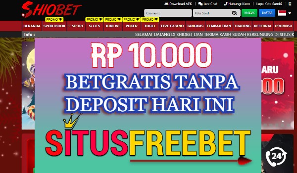 SHIOBET Freebet Gratis Rp 10.000 Tanpa Depo